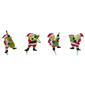 Décor Pères Noël musiciens 4 modèles assortis x48 Décor Pères Noël musiciens 4 modèles assortis x48