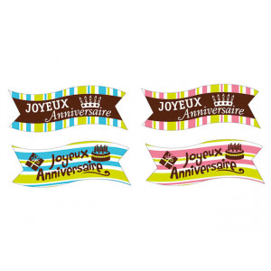 Bandes Azyme Joyeux Anniversaire 4 modèles assortis (x24) Matfer Bandes Azyme Joyeux Anniversaire 4 modèles assortis (x24) Matfer