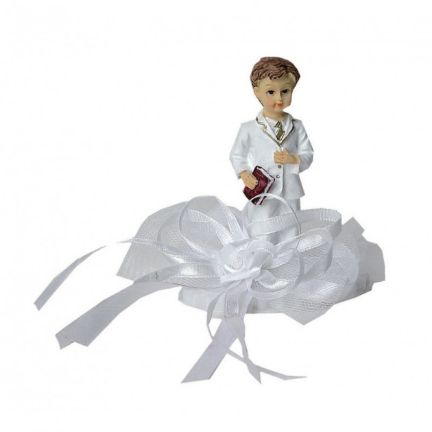 FIN DE SERIE Sujet Communion GarÃ§on Ruban Blanc 10 cm