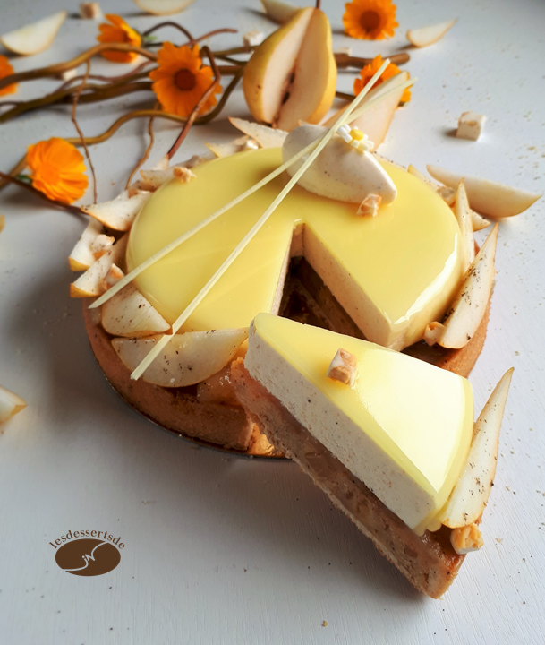 Tarte poire aux éclats de nougat