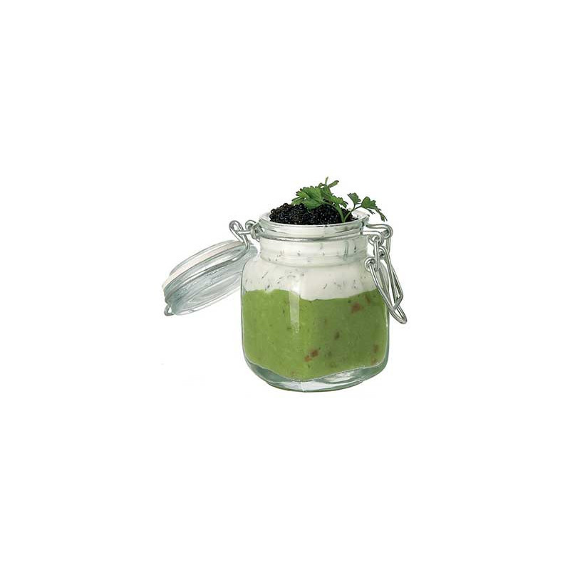 Verrine Old School Carrée 7 cl x6 avec Couvercle