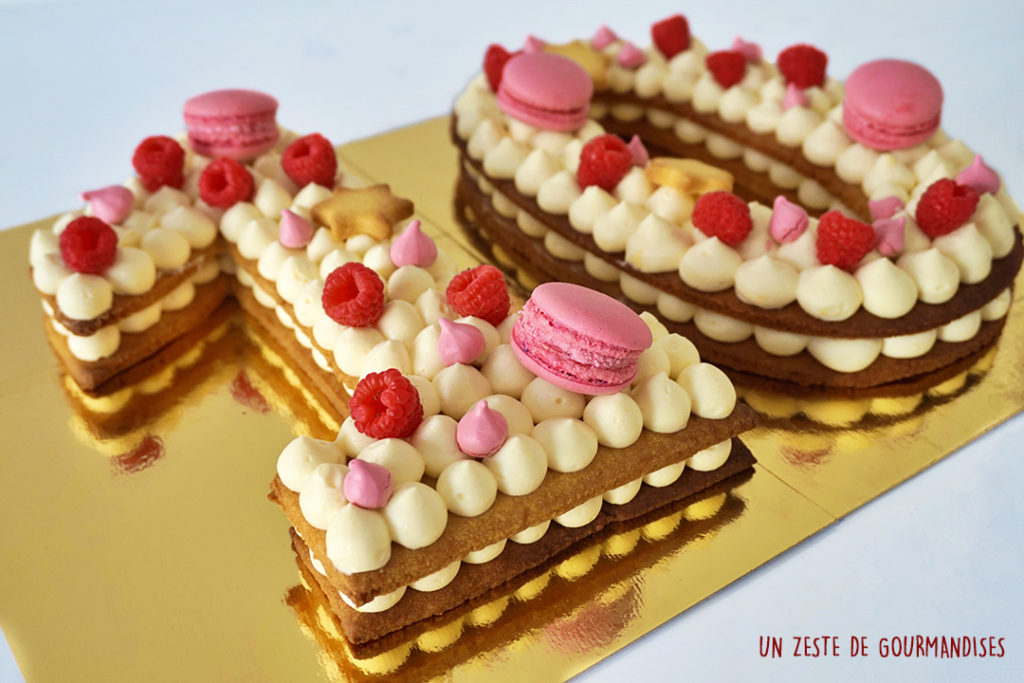 Number Cake vanille, framboise, hibiscus et rose