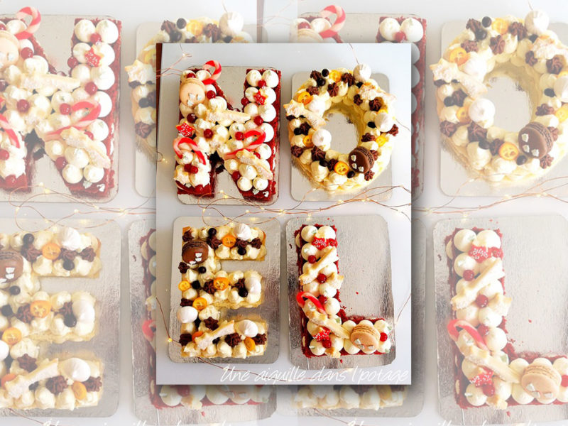 Recette Letter Cake Noël biscuit Joconde et biscuit au chocolat