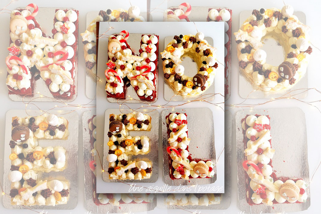 Recette Letter Cake Noël biscuit Joconde et biscuit au chocolat