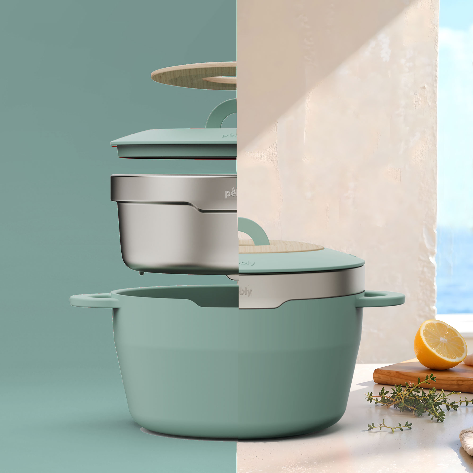 Nouveauté Pebbly : une gamme de cocottes en fonte d'aluminium recyclé polyvalentes
