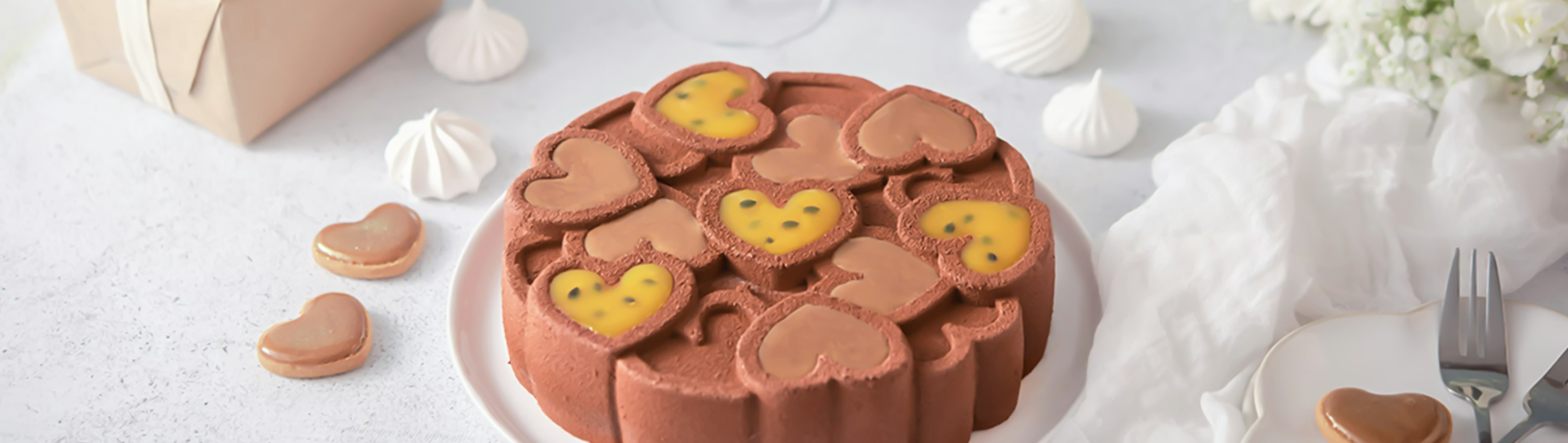 Entremets coeur chocolat-passion