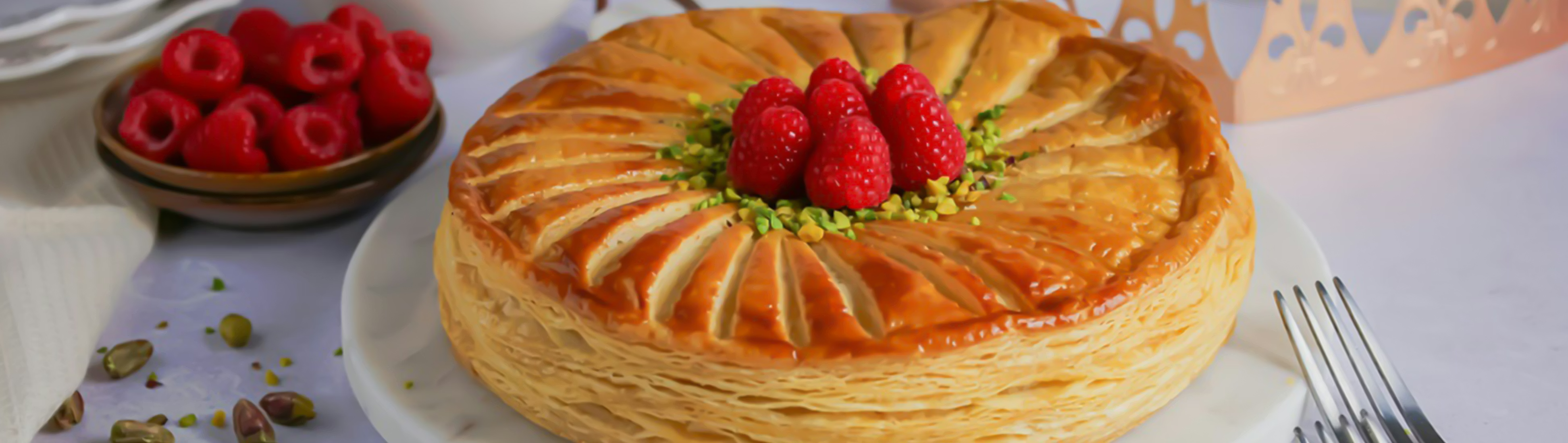 Galette des rois pistache et framboise