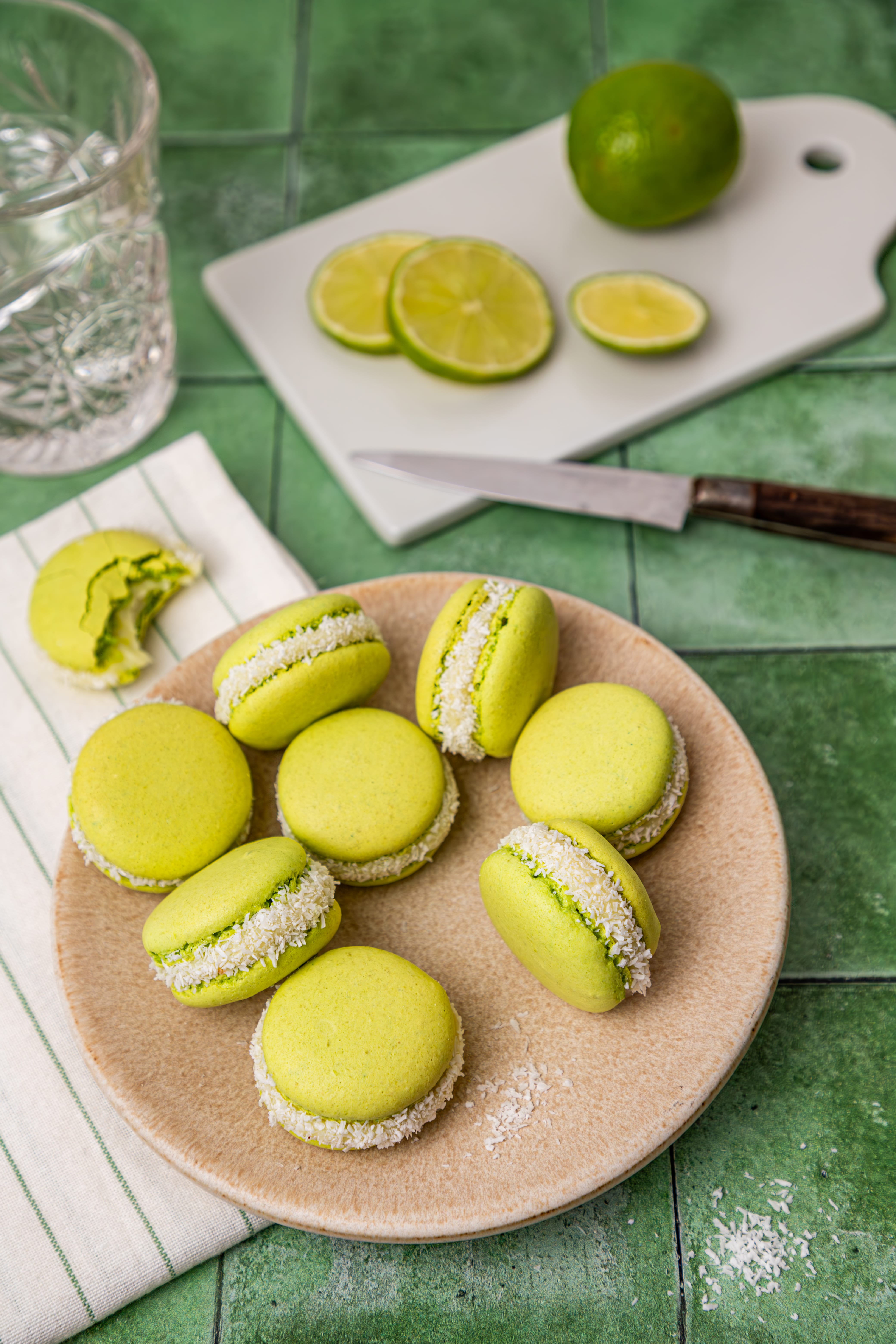recette estivale de macarons citron vert et noix de coco