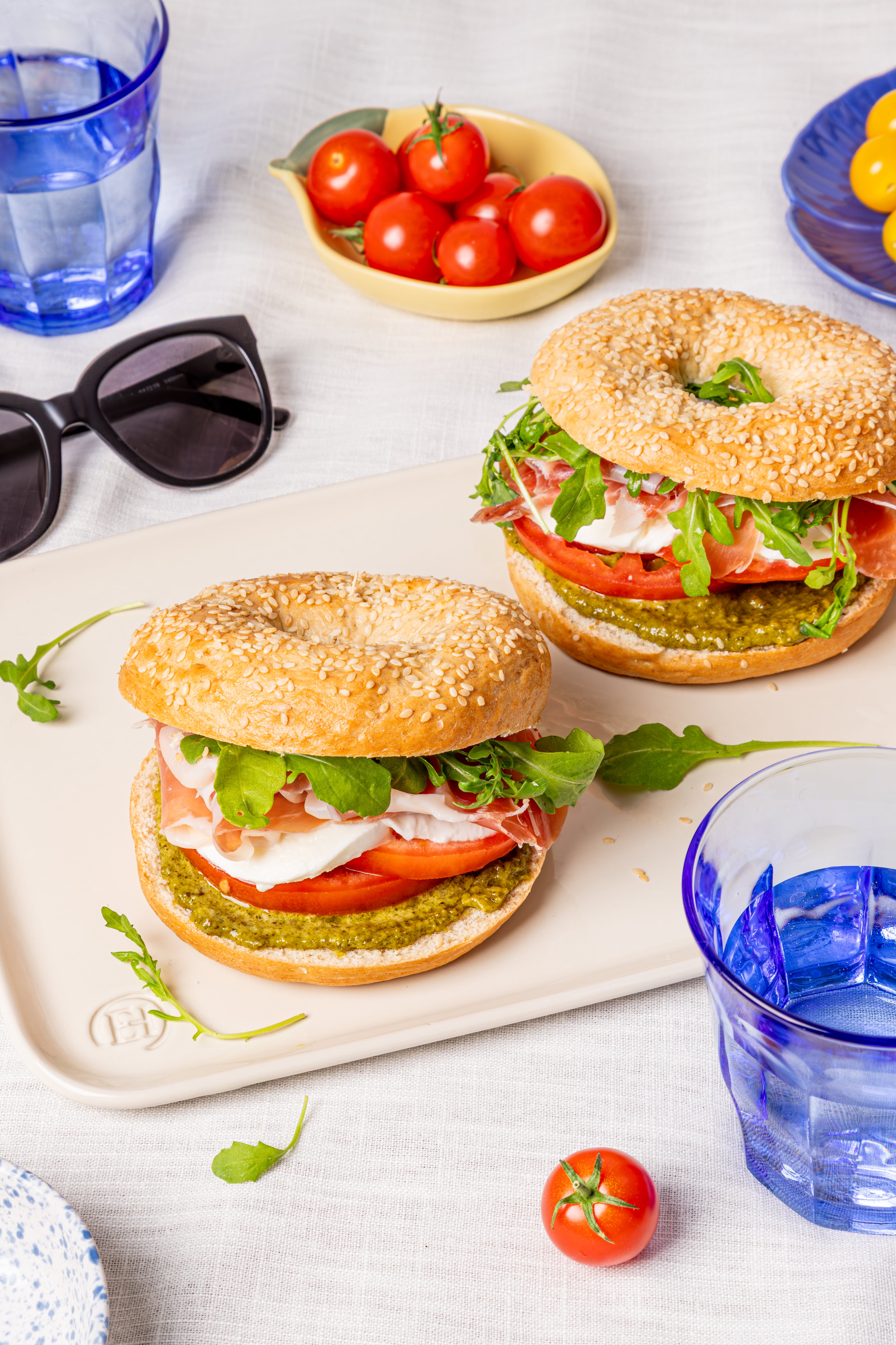Recette bagel pesto jambon de parme