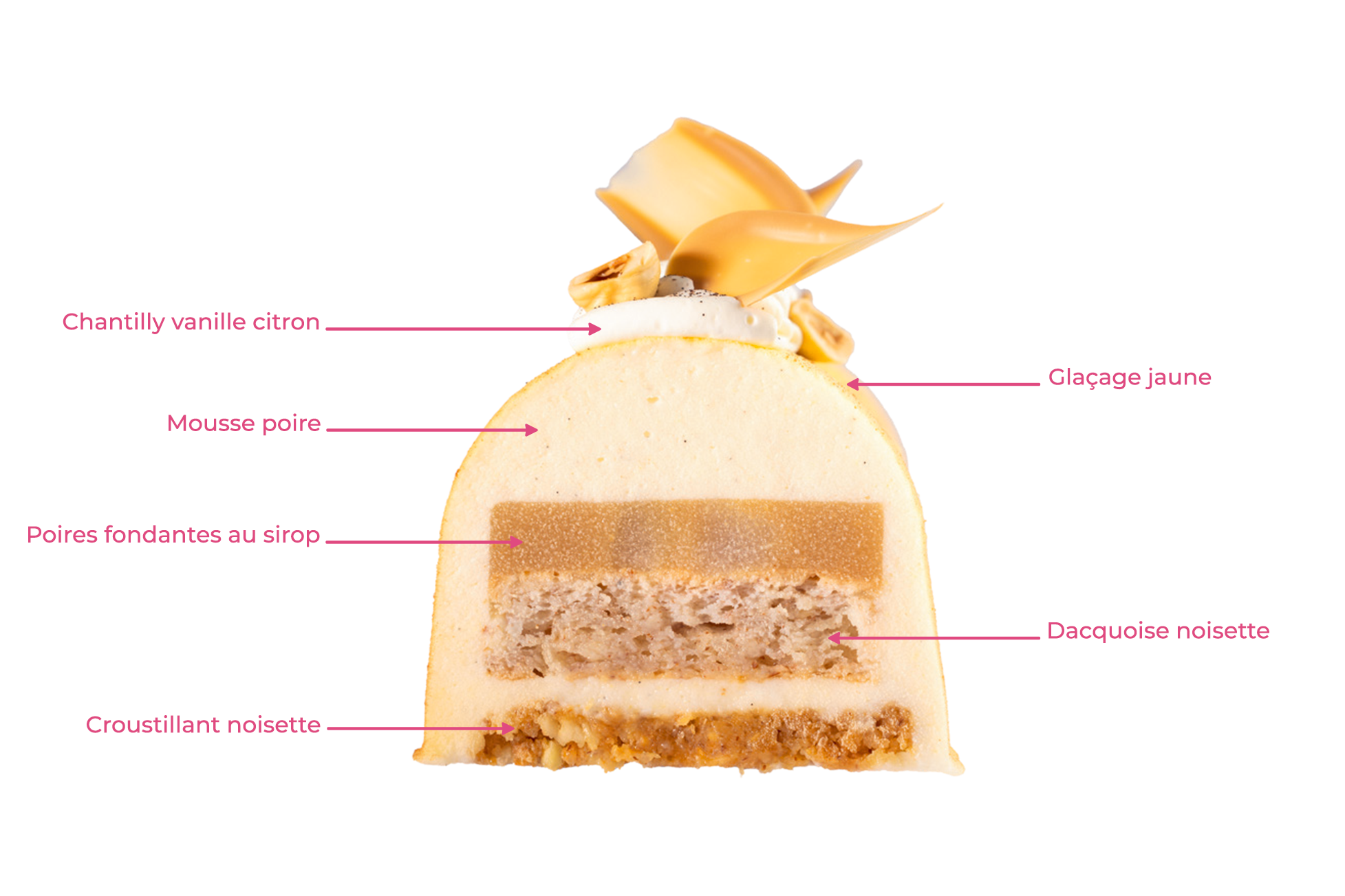 Bûche poire, coing, noisette